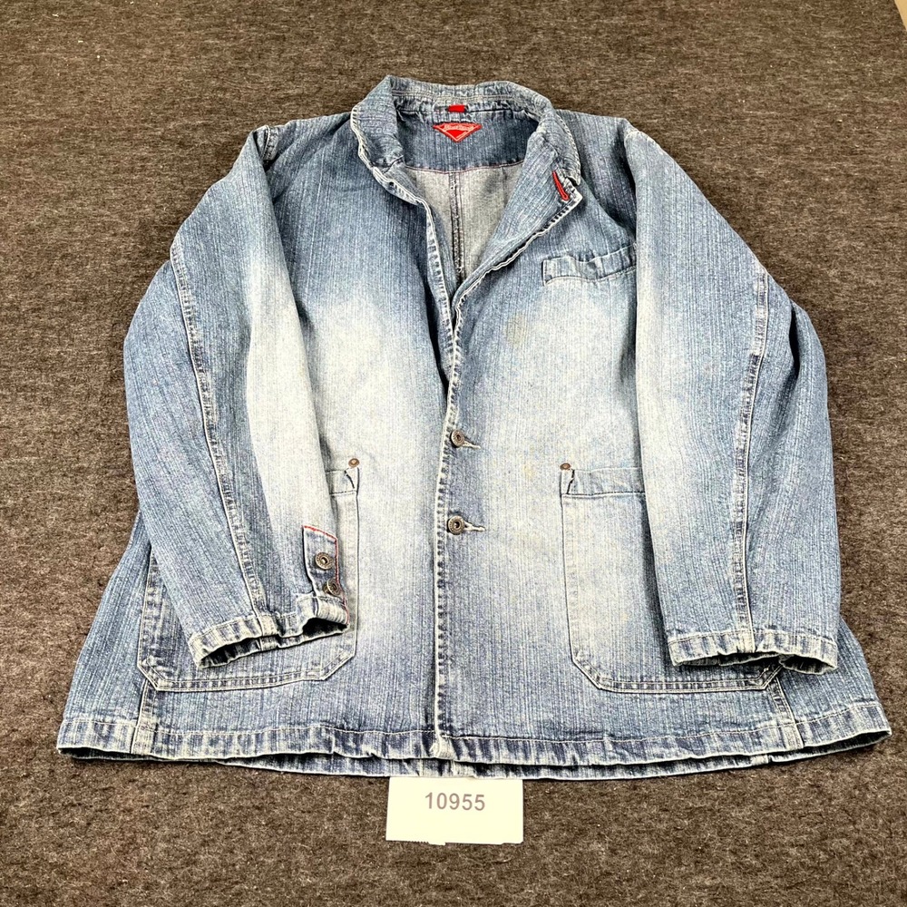 Vintage Paco Jeans Denim Chore Coat Mens XL Blue Single Breasted Notch Lapel
